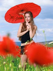Sofiya With Red Sunshade 00