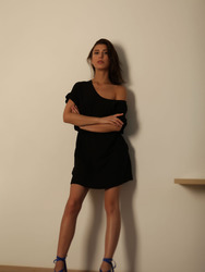 gorgeous brunette in a sexy black dress 02