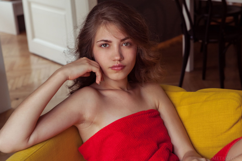 Cute brunette Jasmina enjoys her afternoon coffee and cake much more when she's naked 06