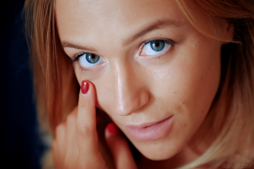 Hot blonde Aislin starts stripping 02