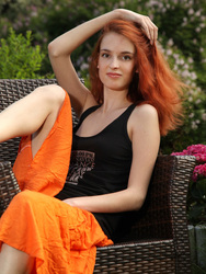 Skinny Redhead Girl Posing Nude In The Garden 19