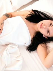 Tattooed Petite Teen Alla Naked Posing On Bed 00